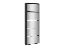 Mueble zapatero con espejo 5 niveles negro 63x17x169,5 cm ES799277
