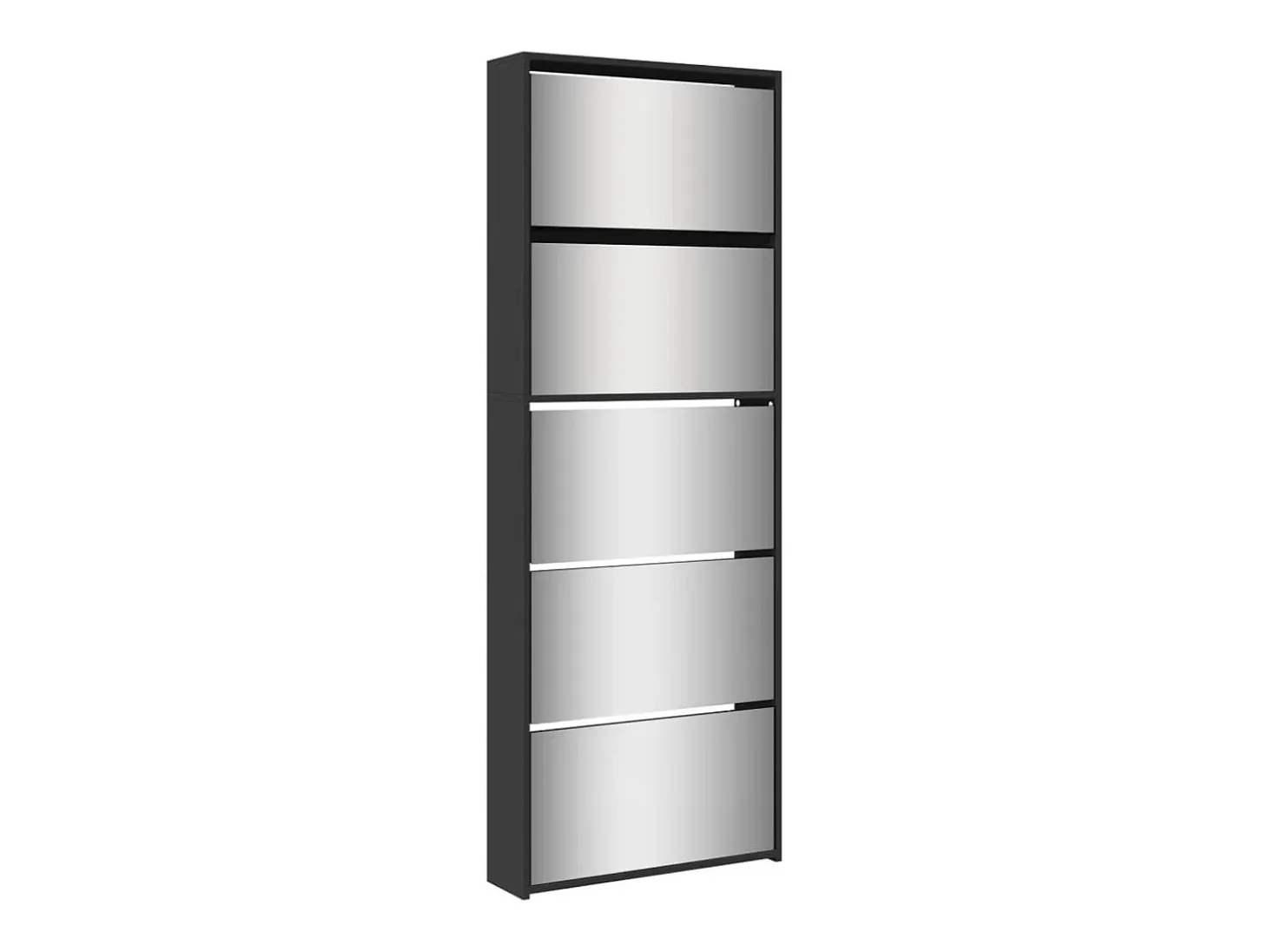 Mueble zapatero con espejo 5 niveles negro 63x17x169,5 cm ES799277