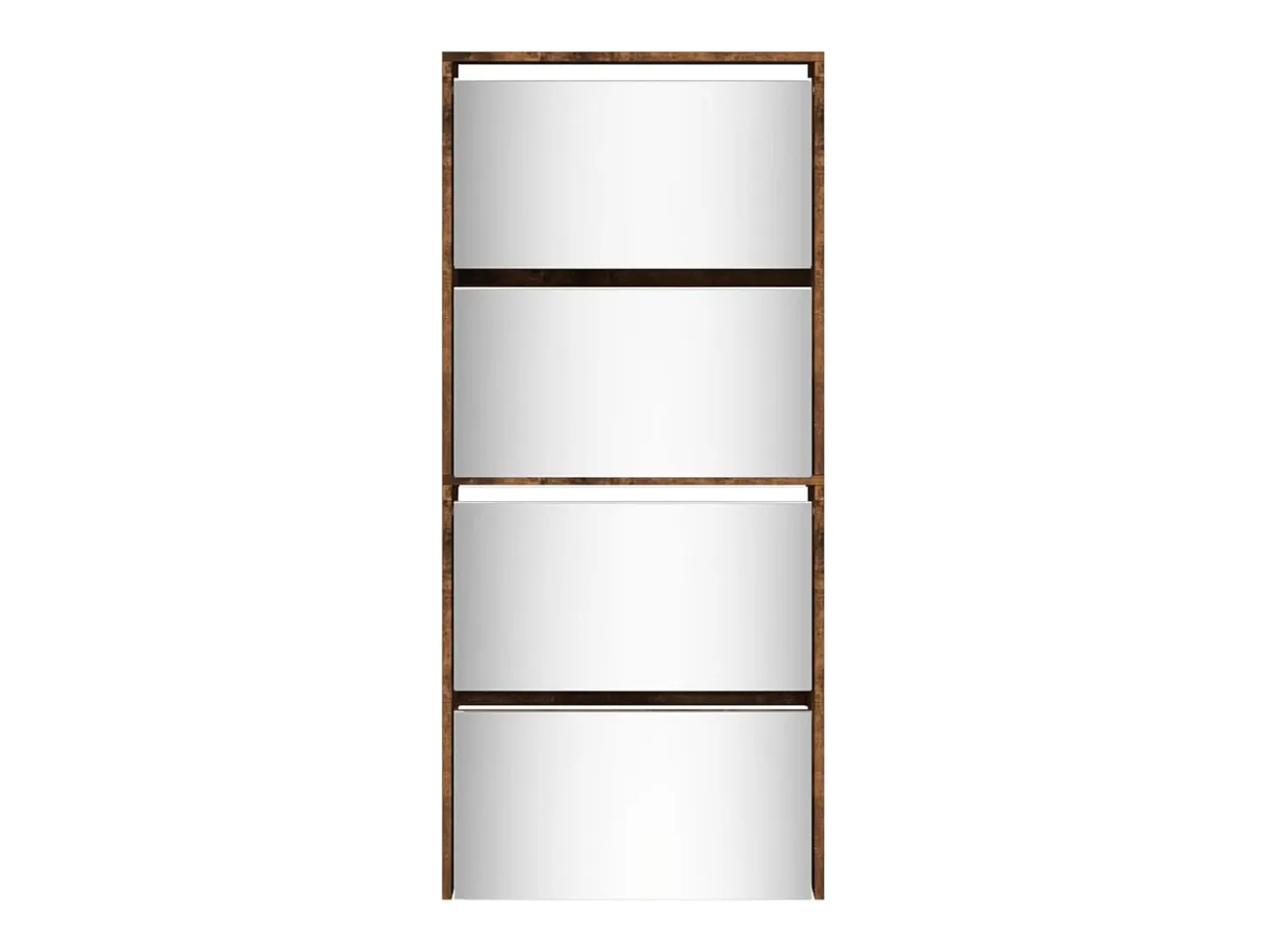 Mueble zapatero con espejo 4 niveles roble ahumado 63x17x134 cm ES325011