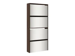 Mueble zapatero con espejo 4 niveles roble marrón 63x17x134 cm ES733772