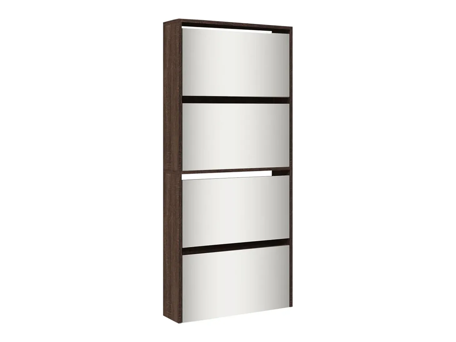 Mueble zapatero con espejo 4 niveles roble marrón 63x17x134 cm ES733772