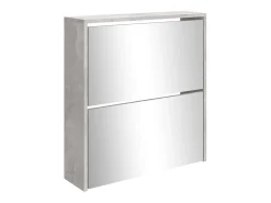 Mueble zapatero con espejo 2 niveles gris hormigón 63x17x67 cm ES359529