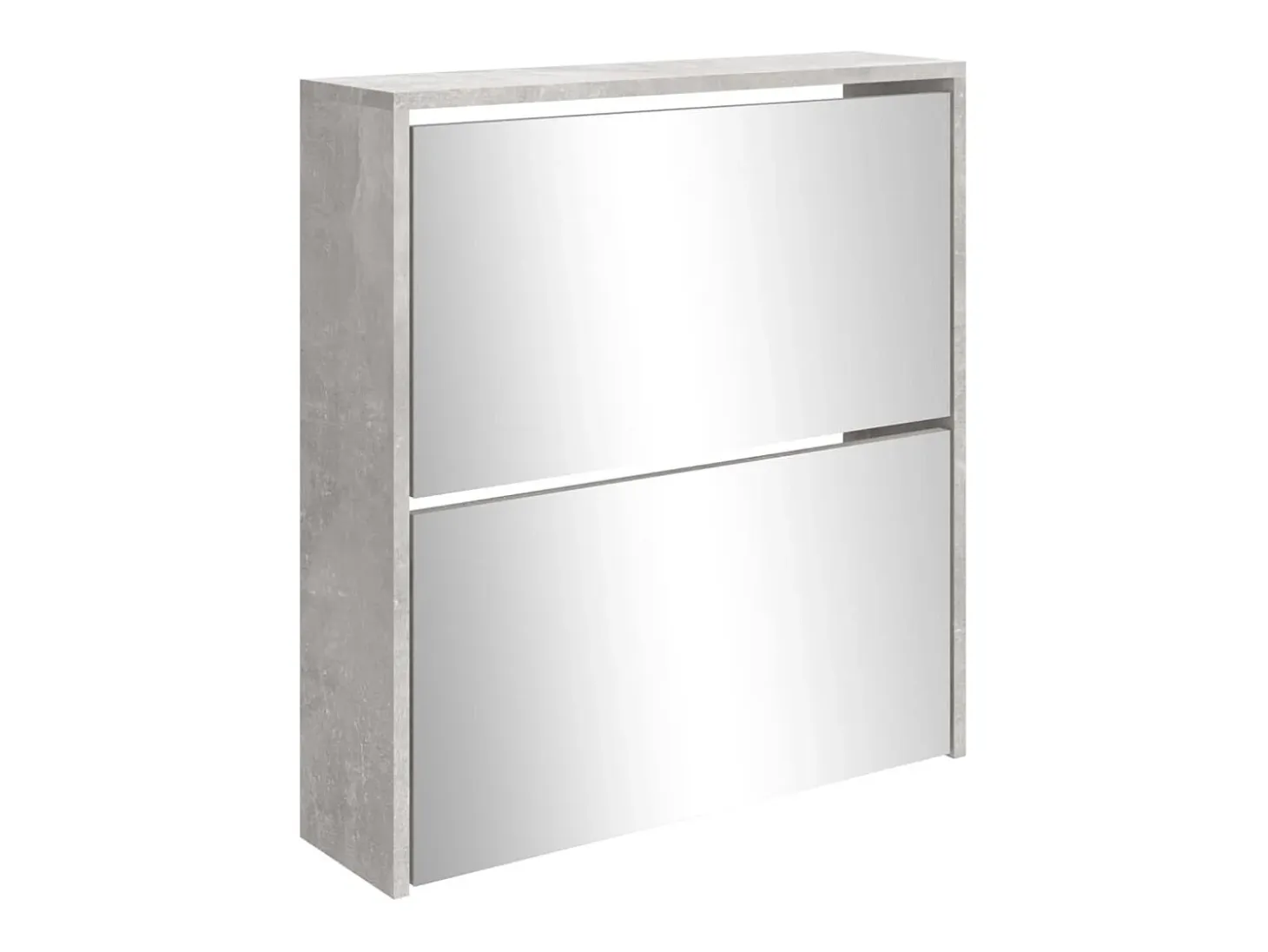 Mueble zapatero con espejo 2 niveles gris hormigón 63x17x67 cm ES359529