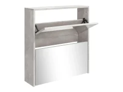 Mueble zapatero con espejo 2 niveles gris hormigón 63x17x67 cm ES359529