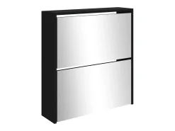 Mueble zapatero con espejo 2 niveles negro 63x17x67 cm ES883644