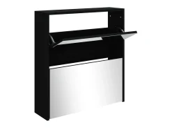 Mueble zapatero con espejo 2 niveles negro 63x17x67 cm ES883644