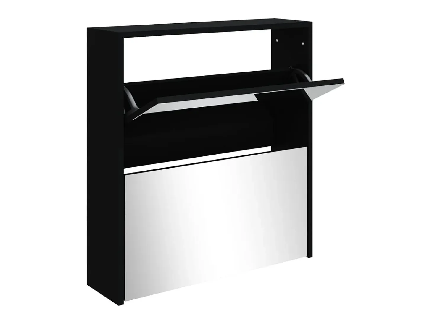 Mueble zapatero con espejo 2 niveles negro 63x17x67 cm ES883644