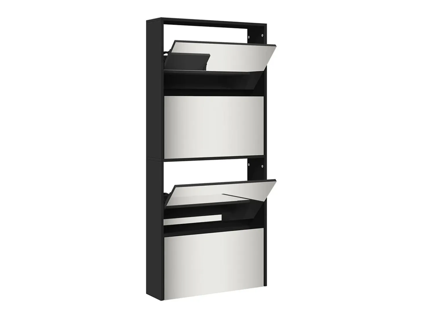 Mueble zapatero con espejo 4 niveles negro 63x17x134 cm ES921752