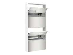 Mueble zapatero con espejo 4 niveles blanco brillo 63x17x134 cm ES802201