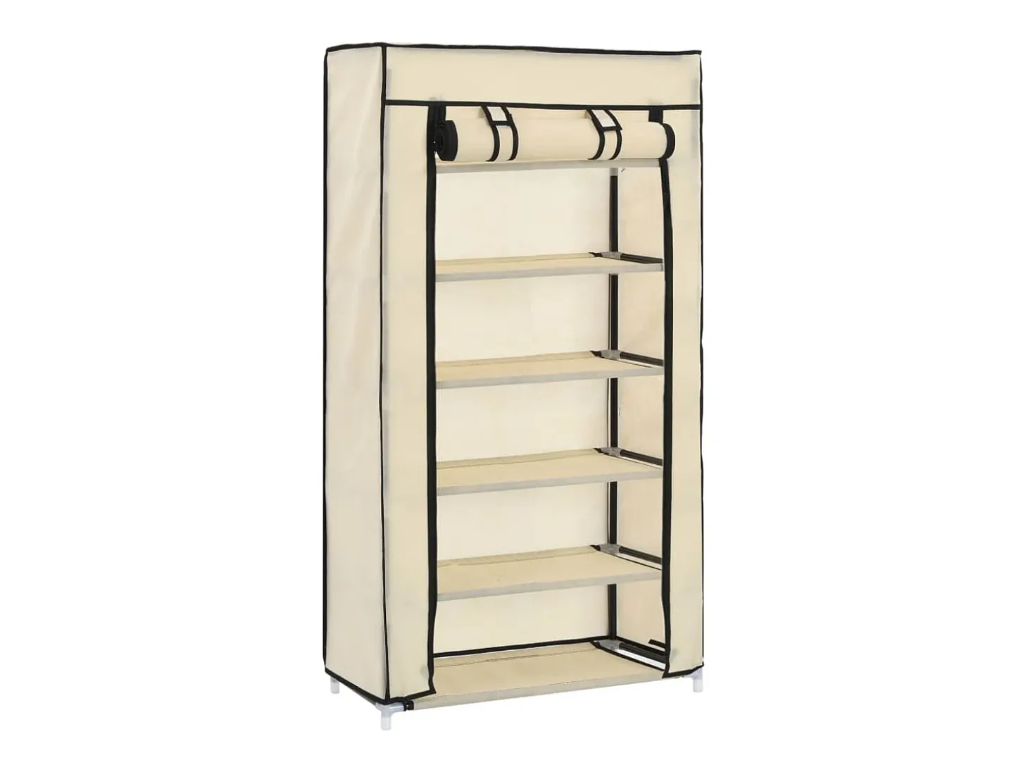 Mueble zapatero con funda de tela color crema 58x28x106 cm ES540516
