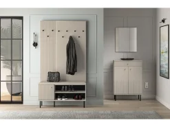 Mueble zapatero con lamas 102 cm - beige - CALETTO