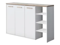 Mueble zapatero de 3 puertas y 3 estantes - Blanco y Natural claro - SKAIDO