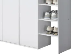 Mueble zapatero de 3 puertas y 3 estantes - Blanco y Natural claro - SKAIDO
