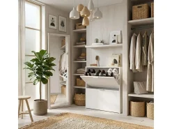 Mueble zapatero de 2 puertas abatibles - L75 cm