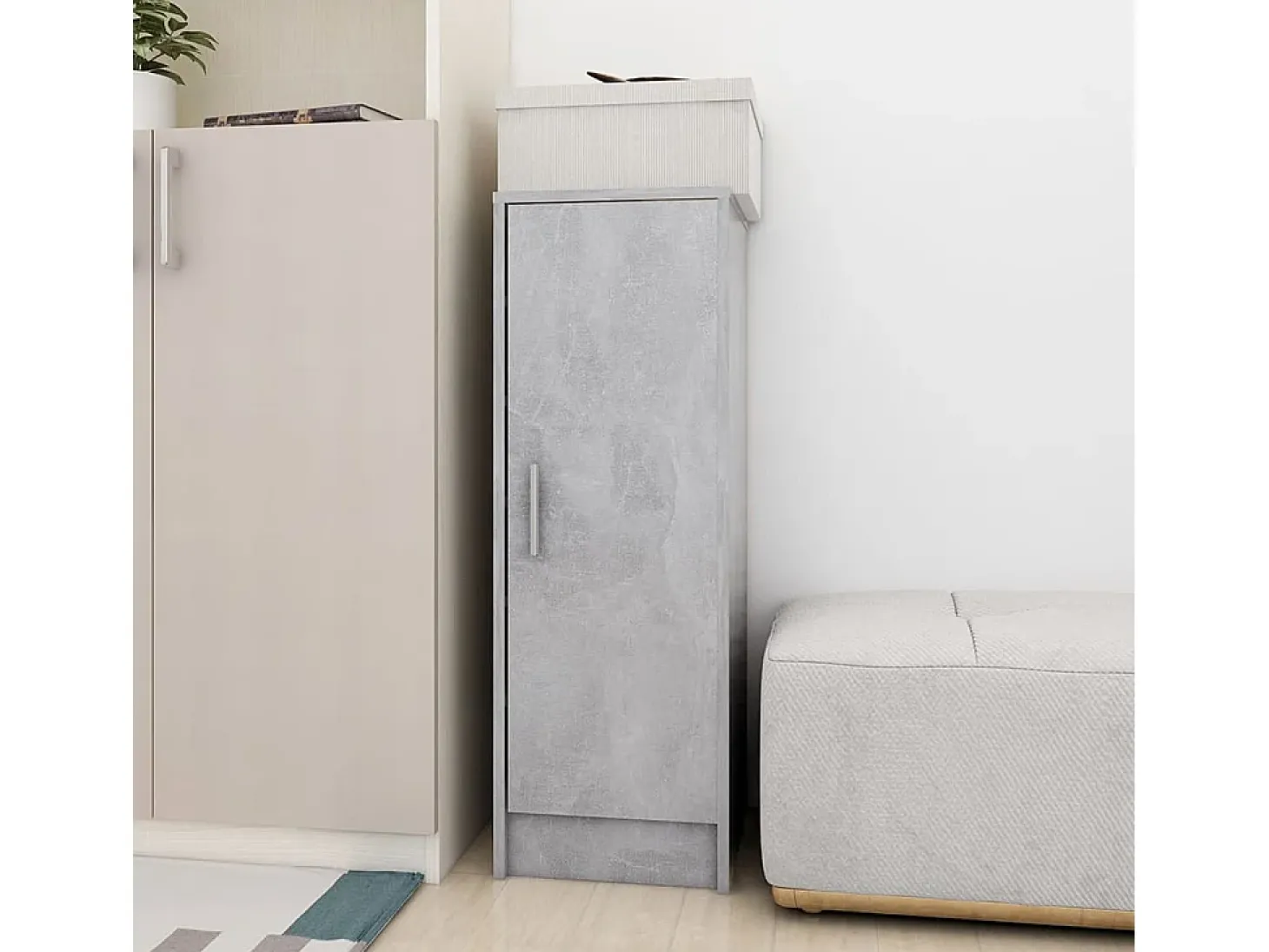 Mueble zapatero de aglomerado gris hormigón 32x35x92 cm ES373875