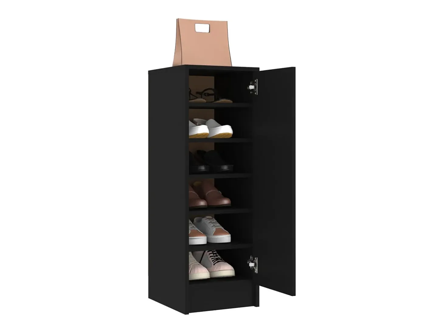 Mueble zapatero de aglomerado negro 32x35x92 cm ES773534