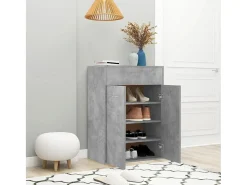 Mueble zapatero de contrachapada gris hormigón 60x35x84 cm ES519077