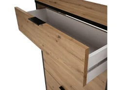 Mueble Zapatero de Entrada – 2 Puertas y 1 Cajón | Color Roble/Pizarra | 110 x 90 x 24,5 cm