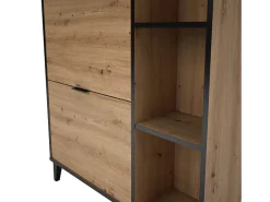 Mueble Zapatero de Entrada – 2 Puertas y 1 Cajón | Color Roble/Pizarra | 110 x 90 x 24,5 cm