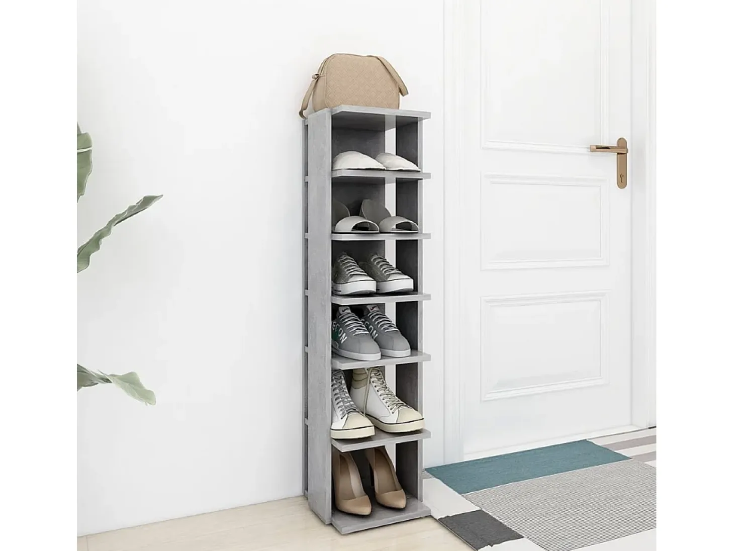 Mueble zapatero de ingeniería gris hormigón 27,5x27x102 cm ES736268