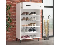 Mueble zapatero de madera contrachapada blanco 60x35x105 cm ES552129