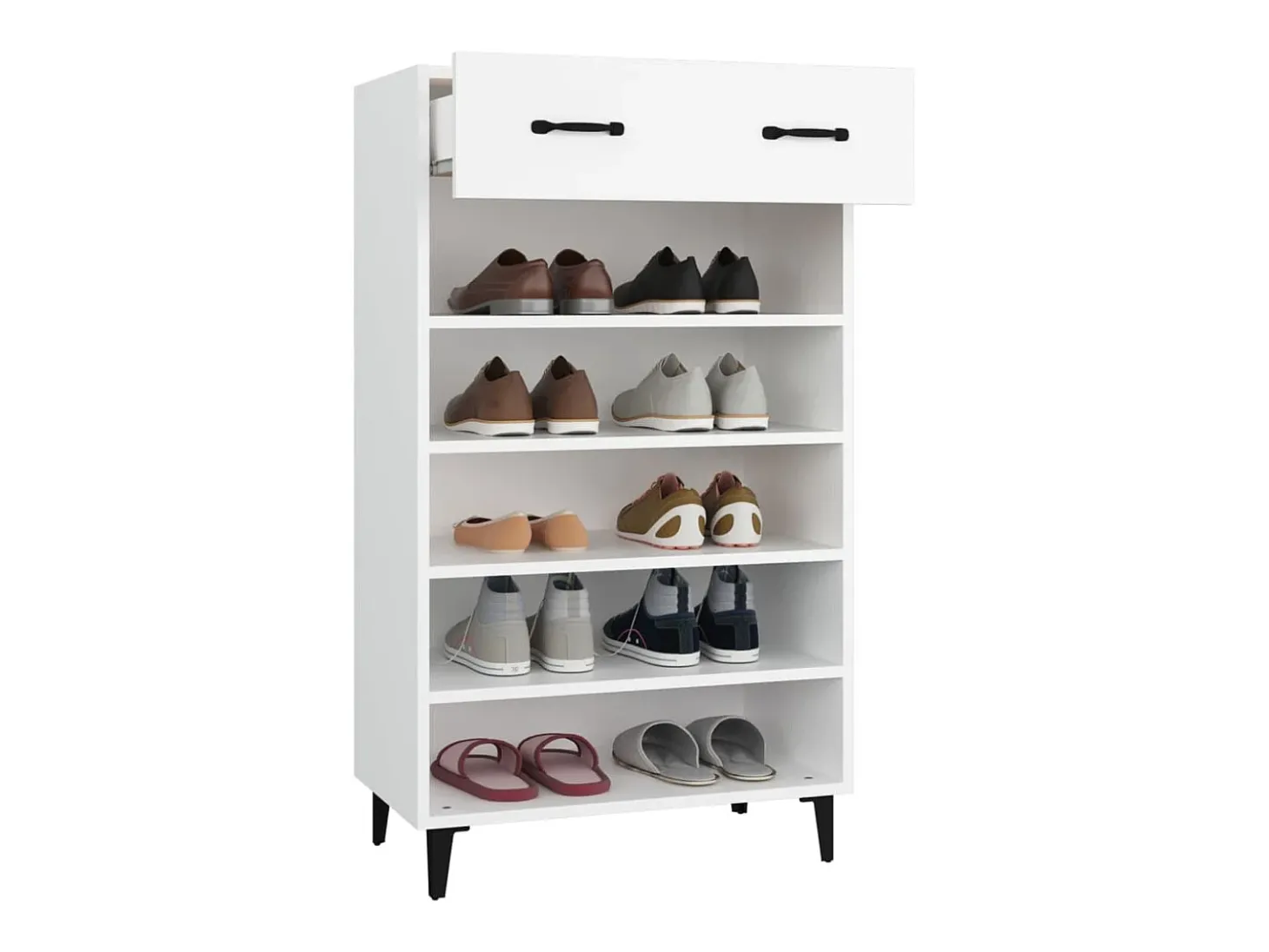 Mueble zapatero de madera contrachapada blanco 60x35x105 cm ES552129