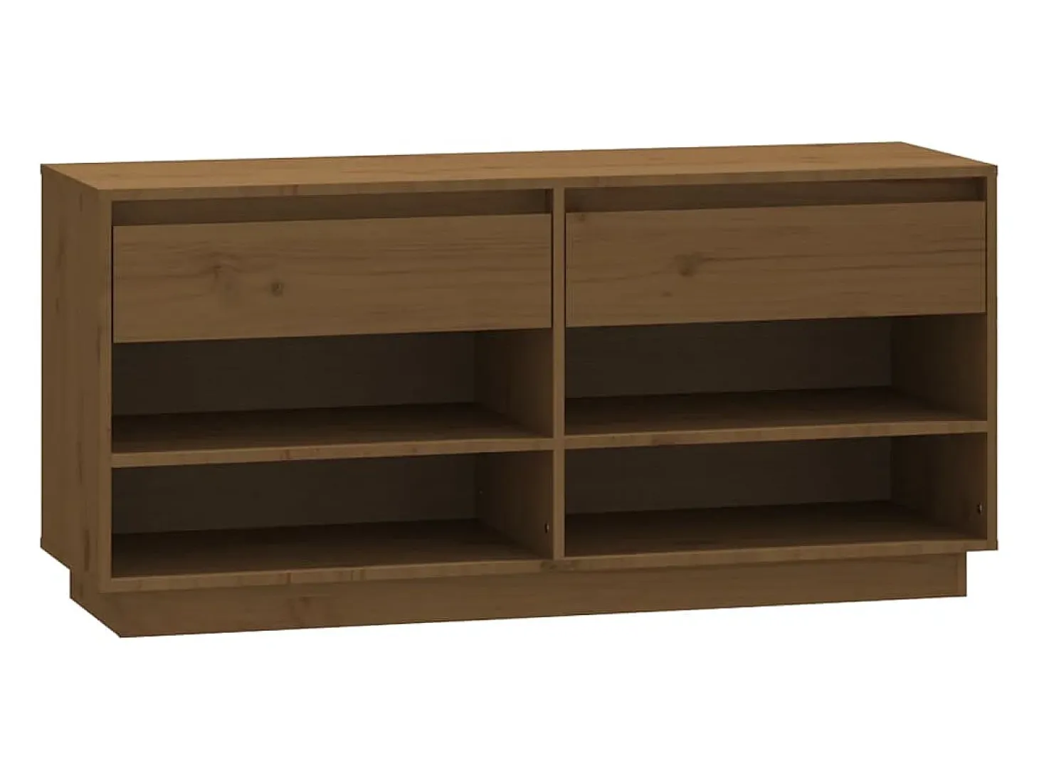 Mueble zapatero de madera maciza pino marrón miel 110x34x52 cm ES534822