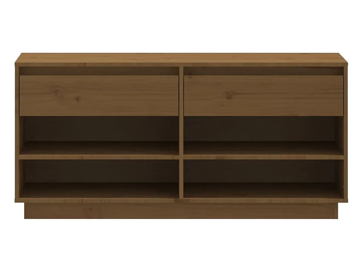 Mueble zapatero de madera maciza pino marrón miel 110x34x52 cm ES534822