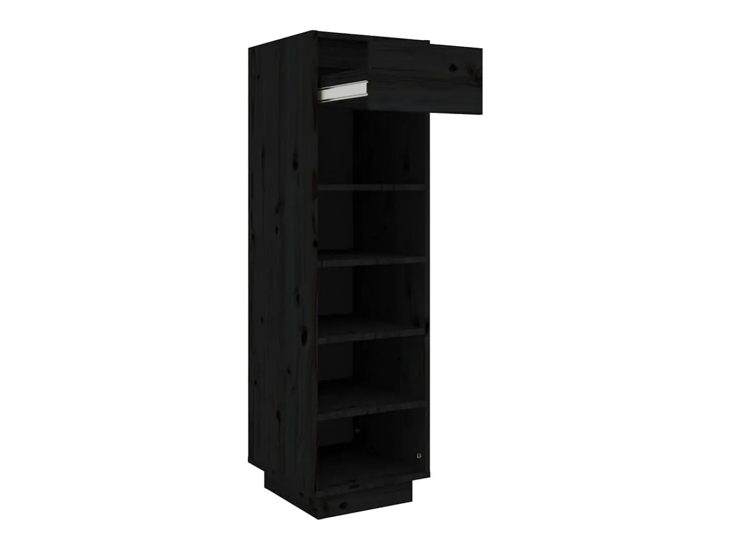 Mueble zapatero de madera maciza de pino negro 30x34x105 cm ES556892