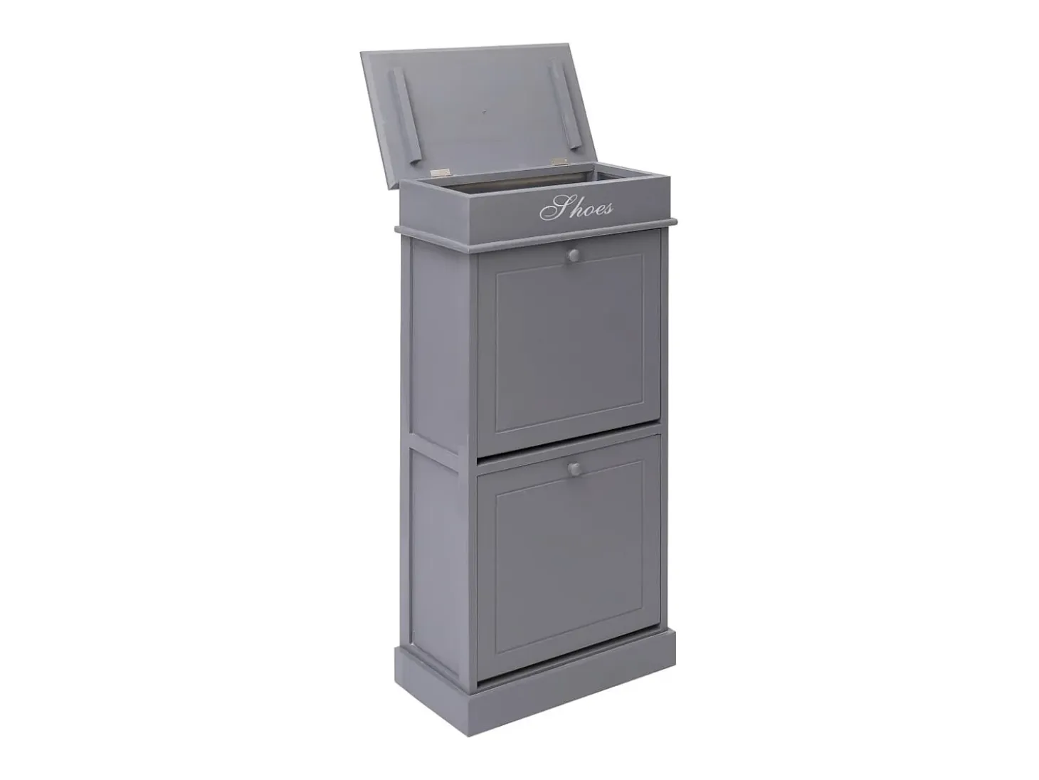 Mueble zapatero de madera de Paulownia gris 50x28x98 cm ES292938