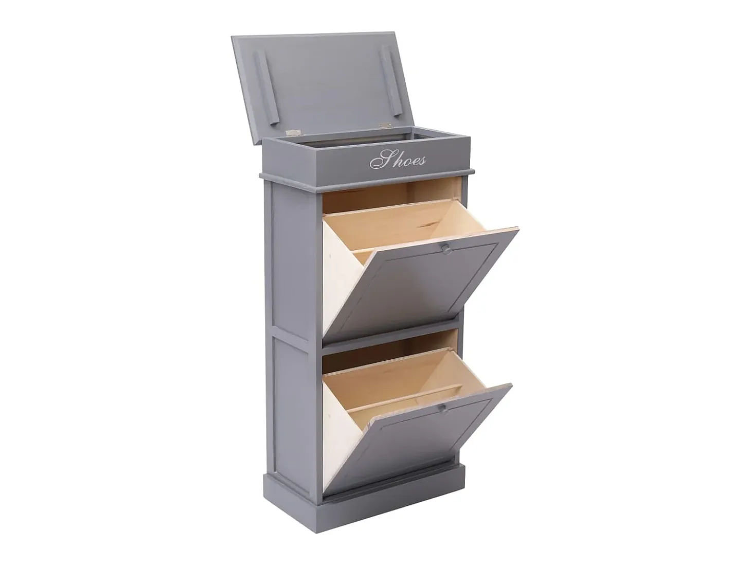 Mueble zapatero de madera de Paulownia gris 50x28x98 cm ES292938