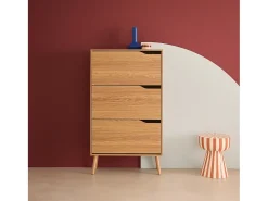 Mueble zapatero de madera de nogal con 3 puertas natural