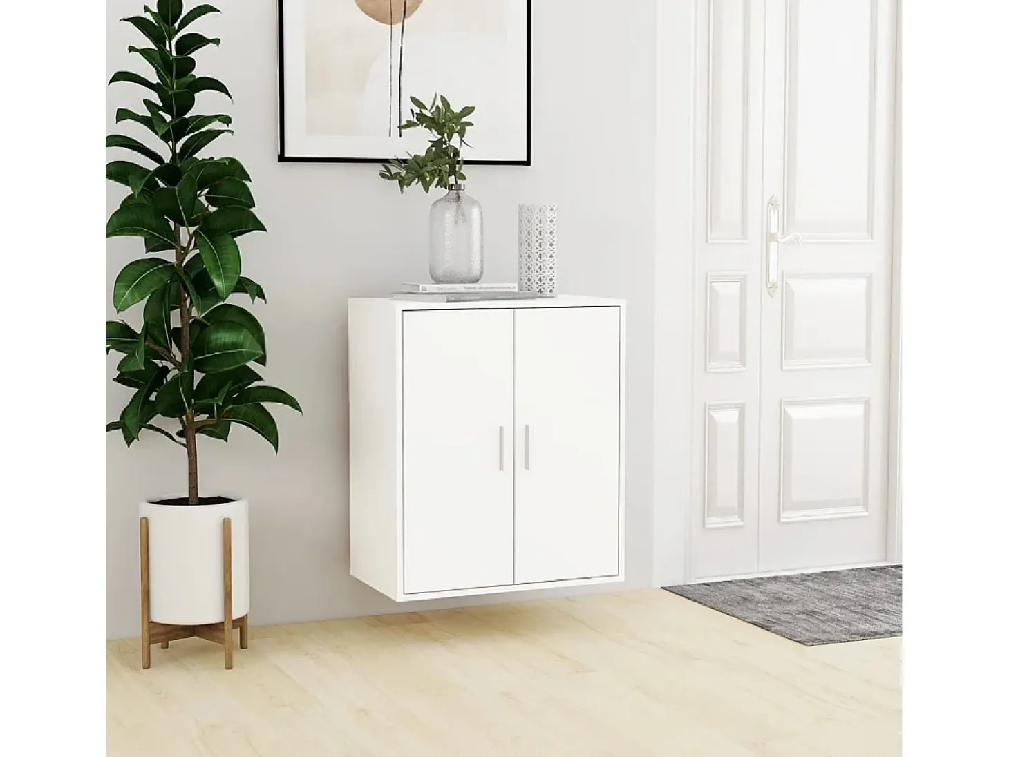 Mueble zapatero de madera de ingeniería blanco 60x35x70 cm ES711665