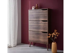 Mueble zapatero de madera de nogal con 3 puertas nogal