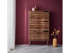 Mueble zapatero de madera de nogal con 3 puertas nogal