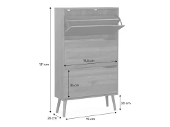 Mueble zapatero de madera de nogal con 3 puertas nogal