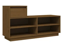 Mueble zapatero de madera maciza pino marrón miel 110x34x61 cm ES146137