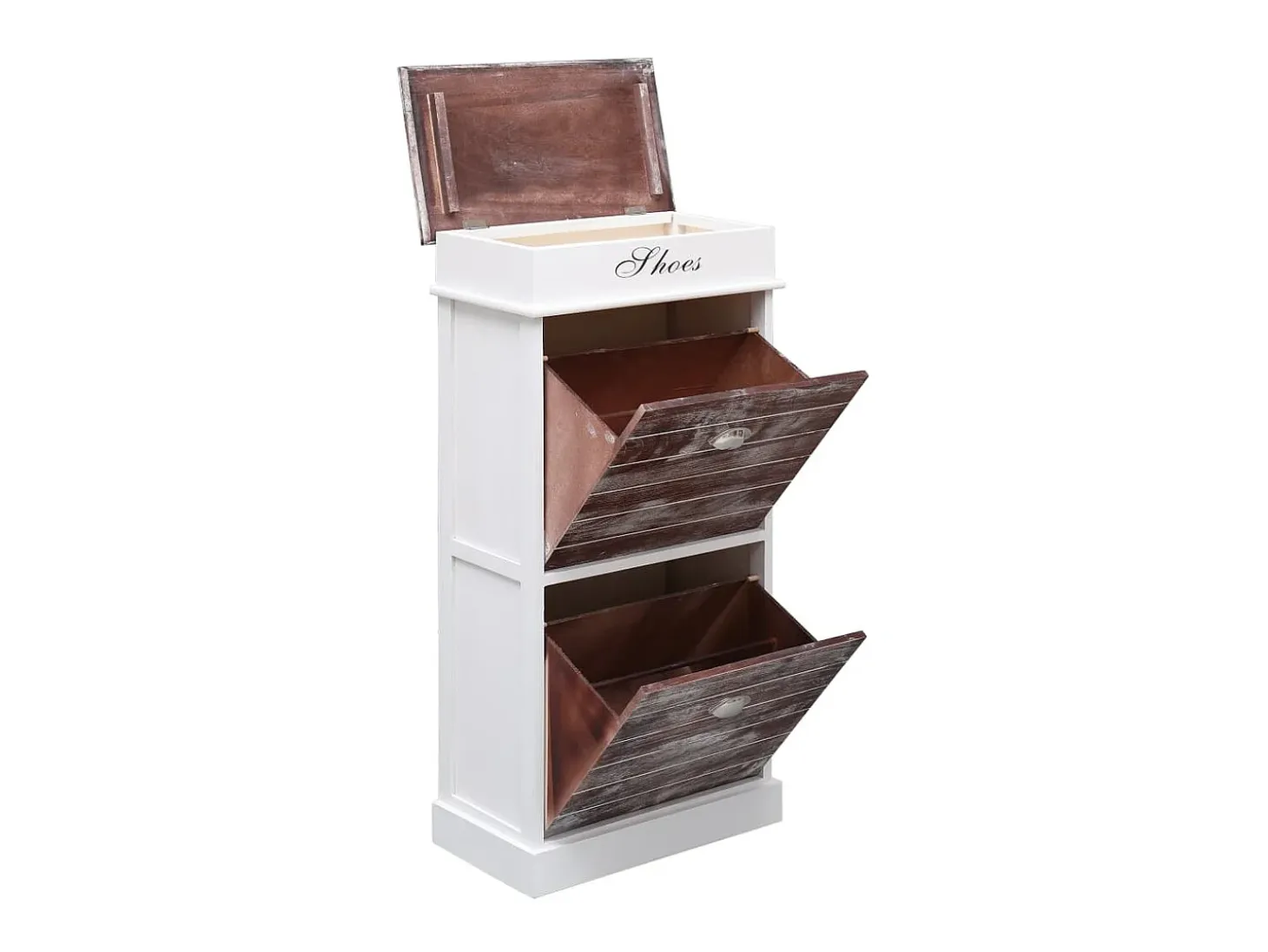 Mueble zapatero de madera de Paulownia marrón 50x28x98 cm ES565210