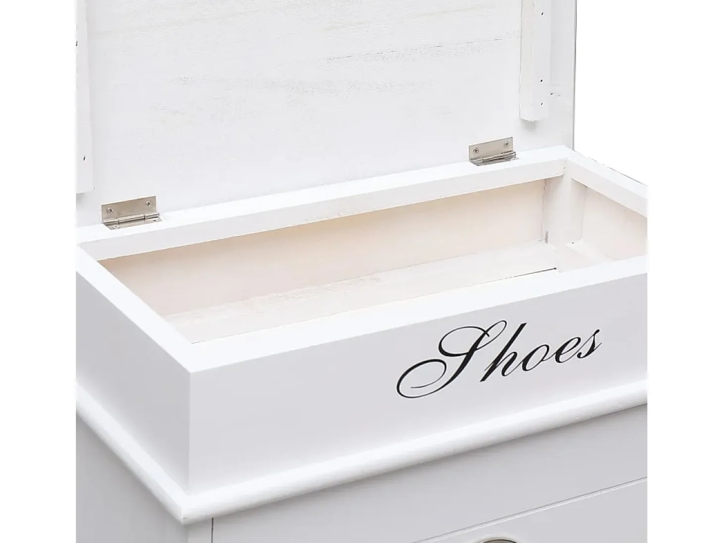 Mueble zapatero de madera de Paulownia blanco 50x28x98 cm ES511204