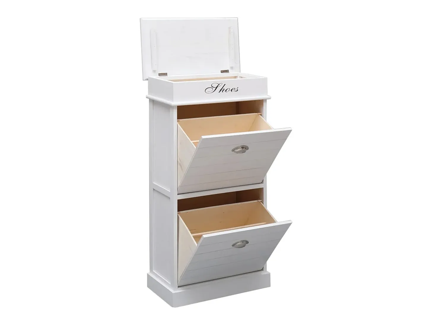 Mueble zapatero de madera de Paulownia blanco 50x28x98 cm ES511204