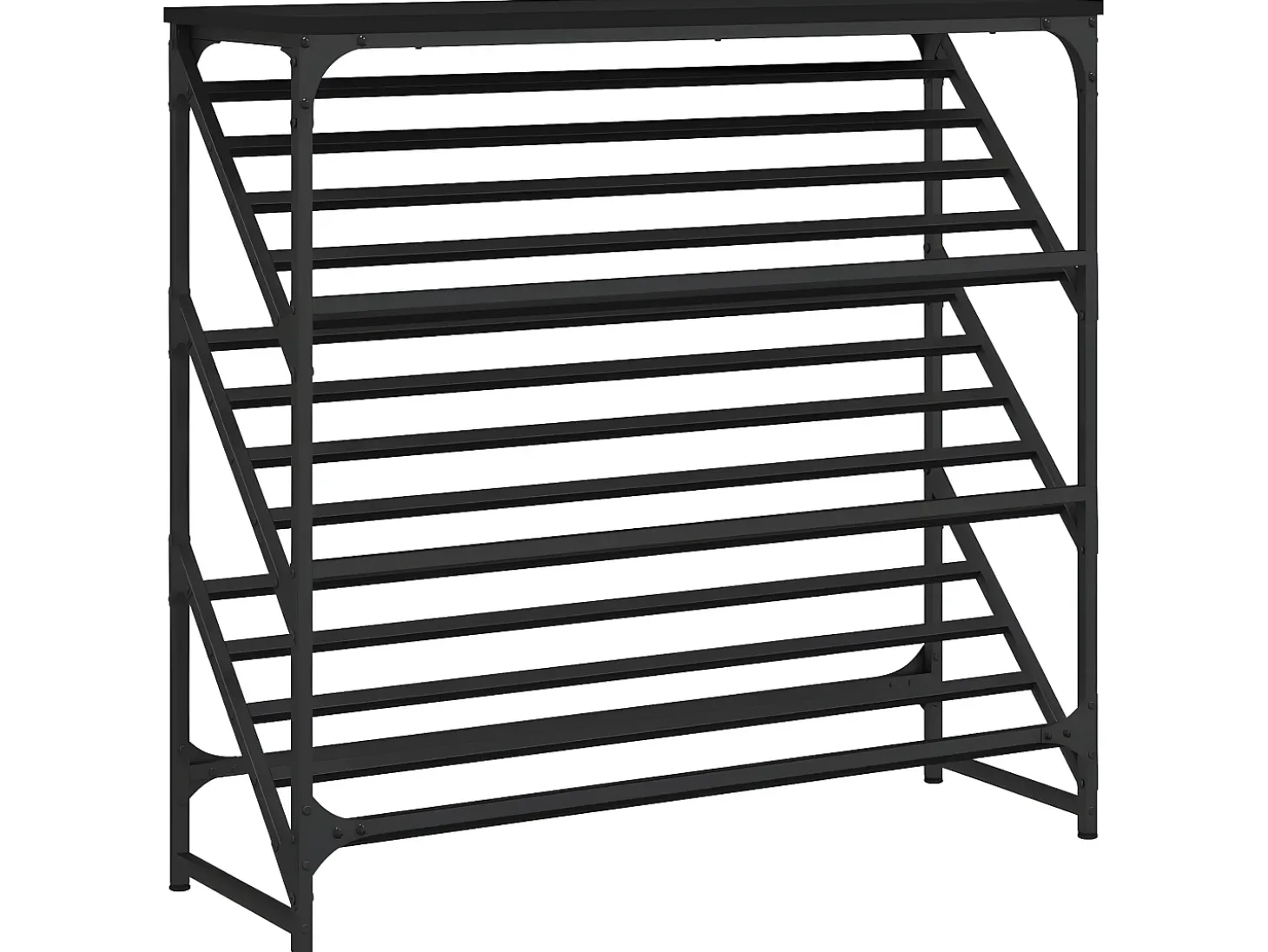 Mueble zapatero de madera de ingeniería negro 90x30x85 cm ES951565