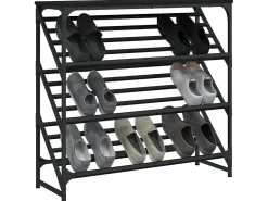 Mueble zapatero de madera de ingeniería negro 90x30x85 cm ES951565