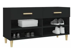 Mueble zapatero de madera contrachapada negro 102x35x55 cm ES360913