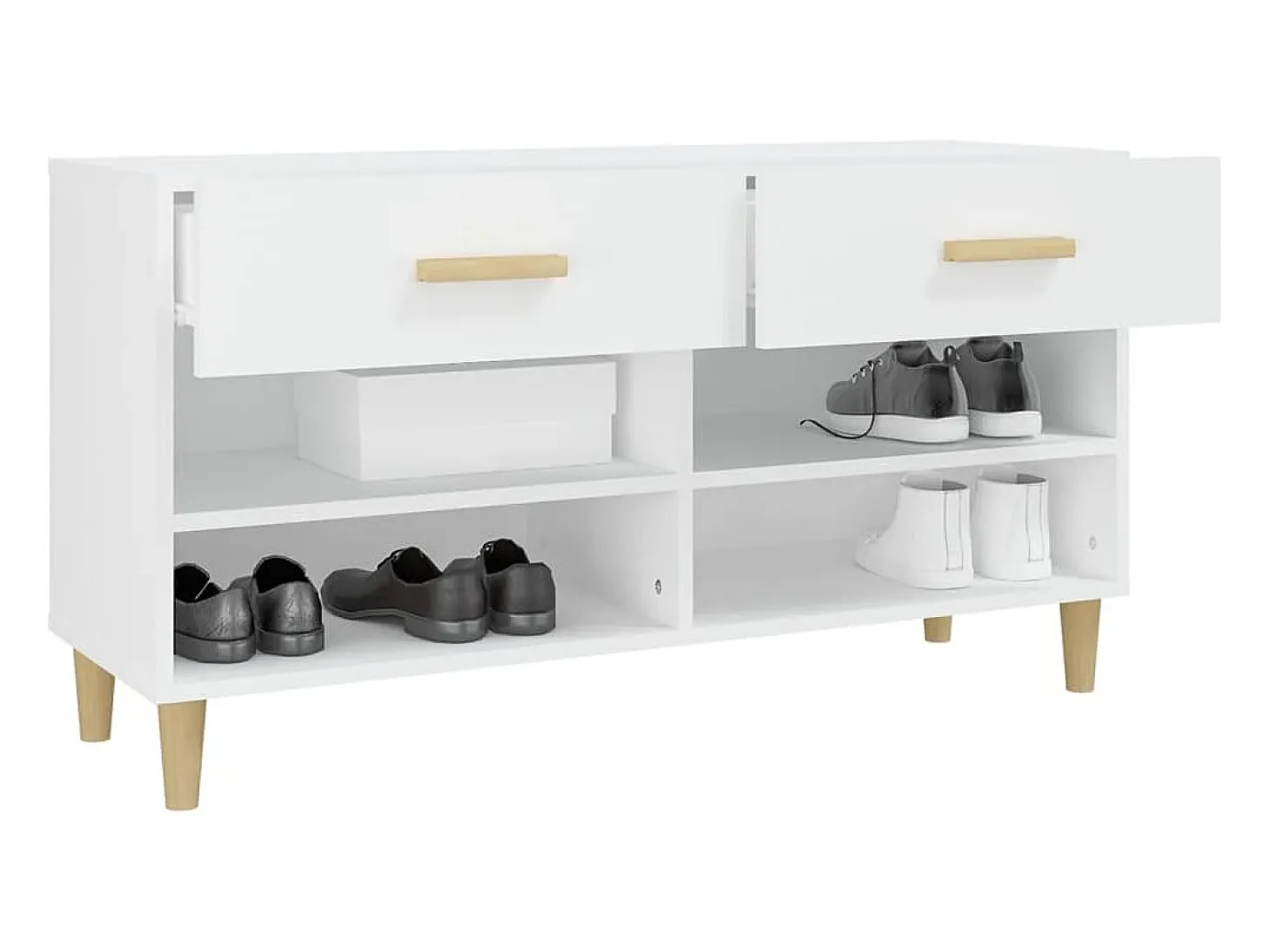 Mueble zapatero de madera contrachapada blanco 102x35x55 cm ES945325