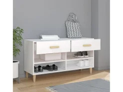 Mueble zapatero de madera contrachapada blanco 102x35x55 cm ES945325