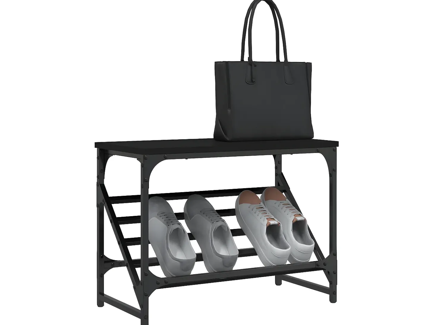 Mueble zapatero de madera de ingeniería negro 60x30x45 cm ES614196