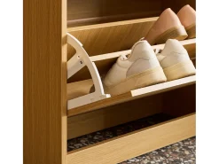 Mueble zapatero decorativo de madera con 3 cajones roble