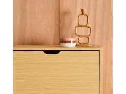 Mueble zapatero decorativo de madera con 3 cajones roble