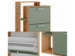 Mueble zapatero goldkraft roble/verde 80x24.2x128.3 orlando
