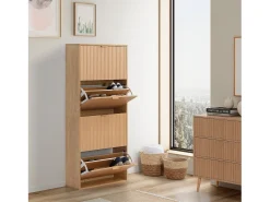 Mueble Zapatero Lluvia 4 Puertas Color Roble, para 24 Pares